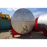 Stainless Steel Storage Tank w/ Stand, Approx 8' Dia x 15' lg x 10' Tall (LOCATION: ROME, TX)