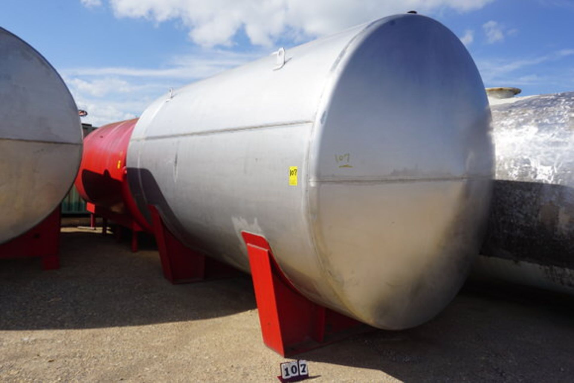 Stainless Steel Storage Tank w/ Stand, Approx 10' Dia x 12' lg x 10' Tall (LOCATION: ROME, TX) - Image 3 of 3