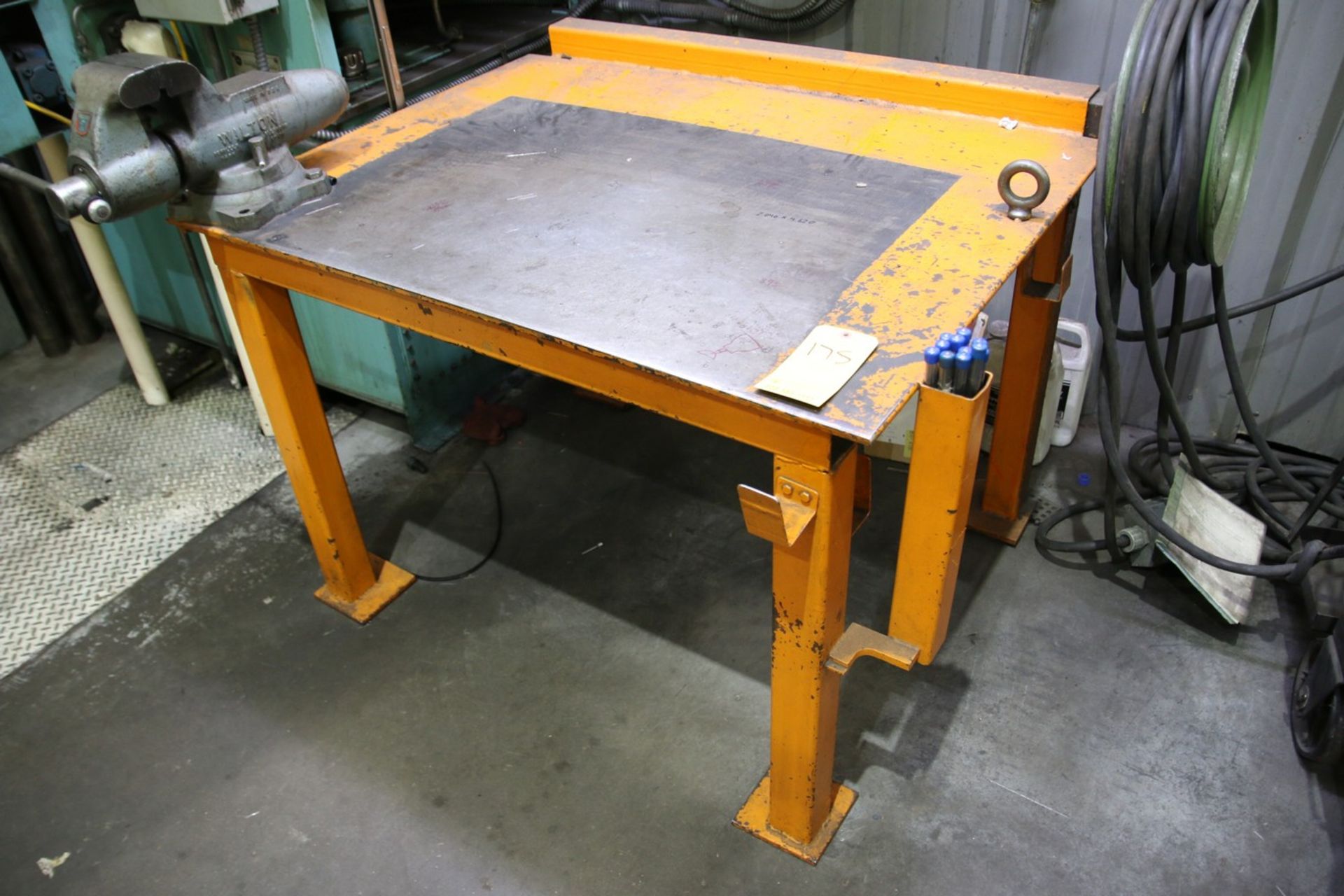 Heavy Duty Steel Table with Vise 48" x 38" x 33" H, Wilton Vise with 5" Jaw