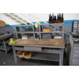 Steel Work Bench with Contents Contents Include Collets, Drill Bodies, Drills, Reamers and Misc.