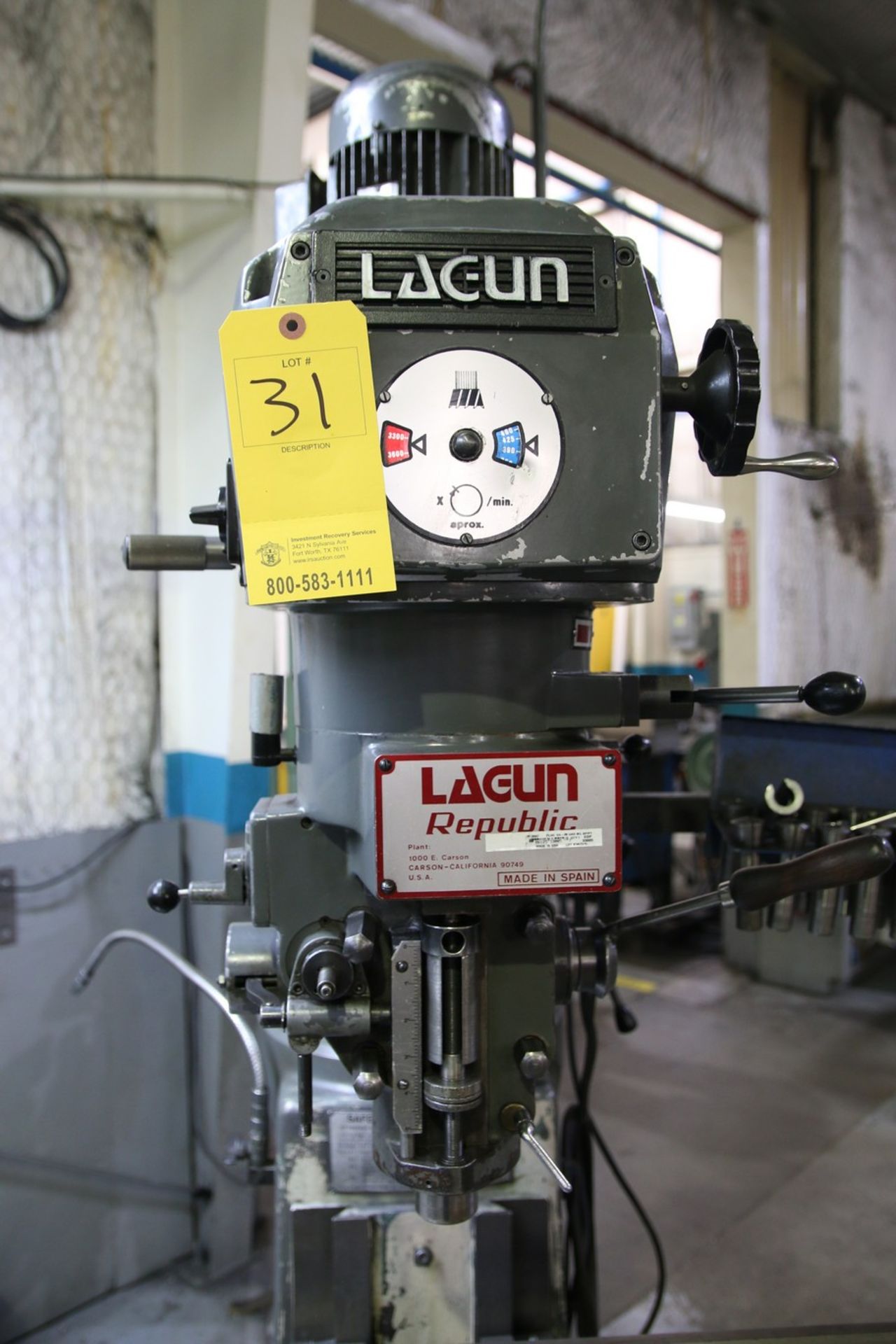 Lagun FTV-2S Lagun FTV-2S Vertical Milling Machine 10" x 50" Table, Anilam Wizard 411 Control - Image 4 of 10