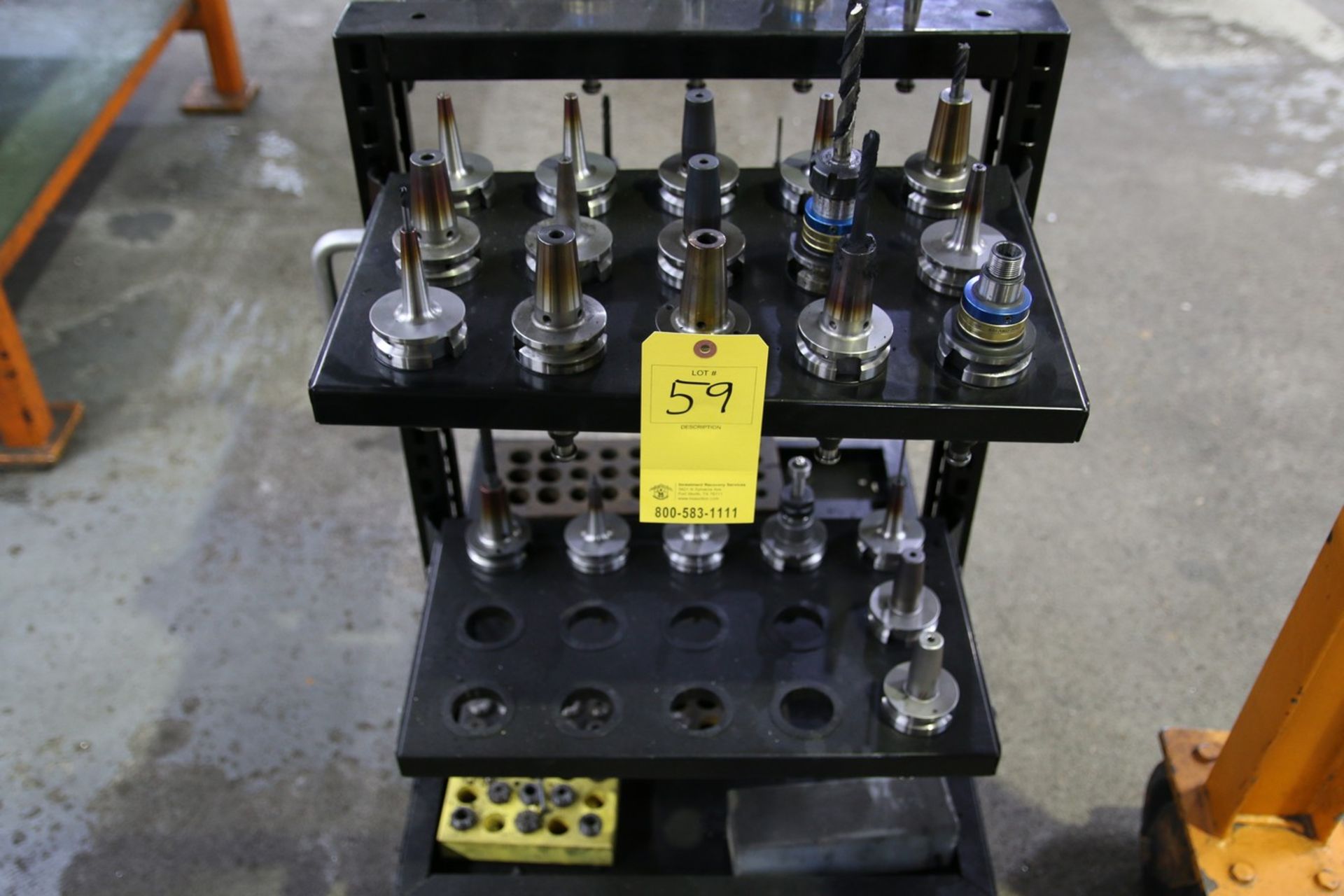 Cat 40 Tool Holders Lot of (22) Cat 40 Tool Holders, Some with Tooling, with Tool Holder Cart