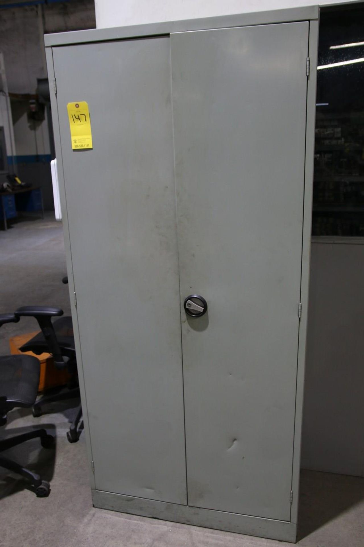 2-Door Cabinet with Contents Contents Include Small Setup Tables and Blocks and other Steel