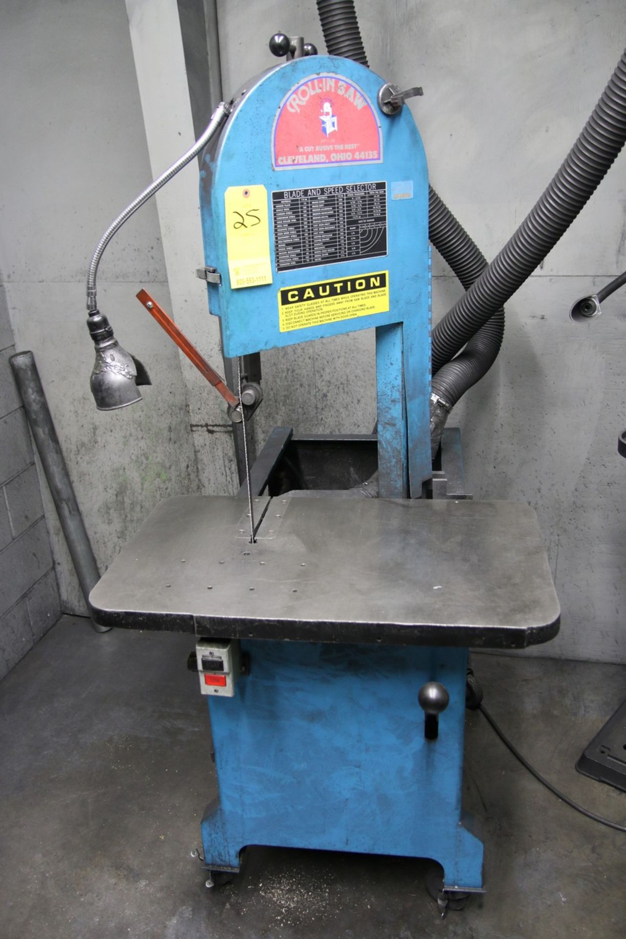 Roll-In Roll-In Gravity Feed Vertical Band Saw 1 HP, 45 Degree Vise Miter at Maximum