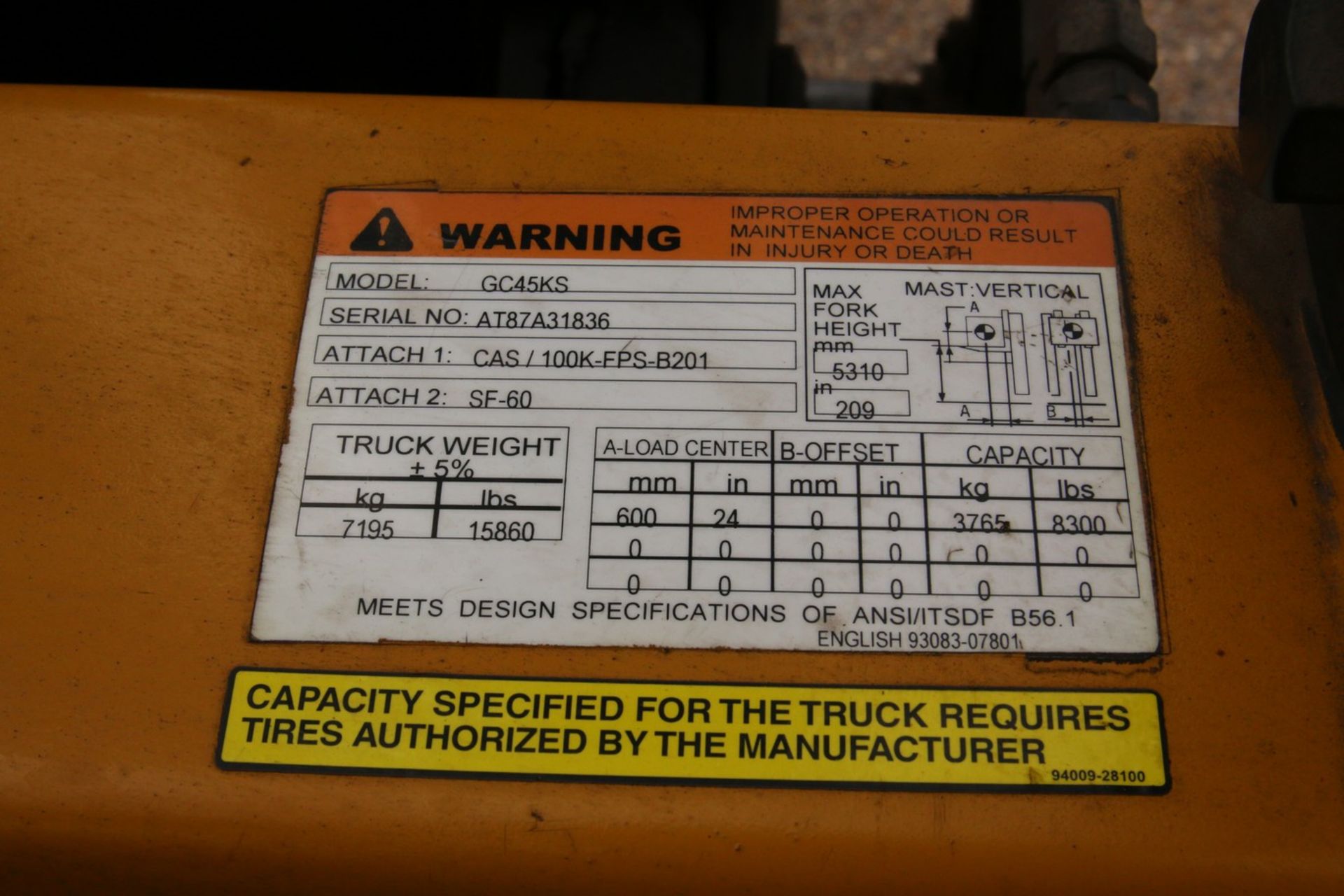 Cat GC45KS Cat GC45KS Fork Lift Truck **DELAYED PICK UP: APRIL 26, 2024** - Image 13 of 13