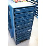 Steel Hardware Cabinet with Various Contents Contents Include Steel Dowel Pins and Socket Head