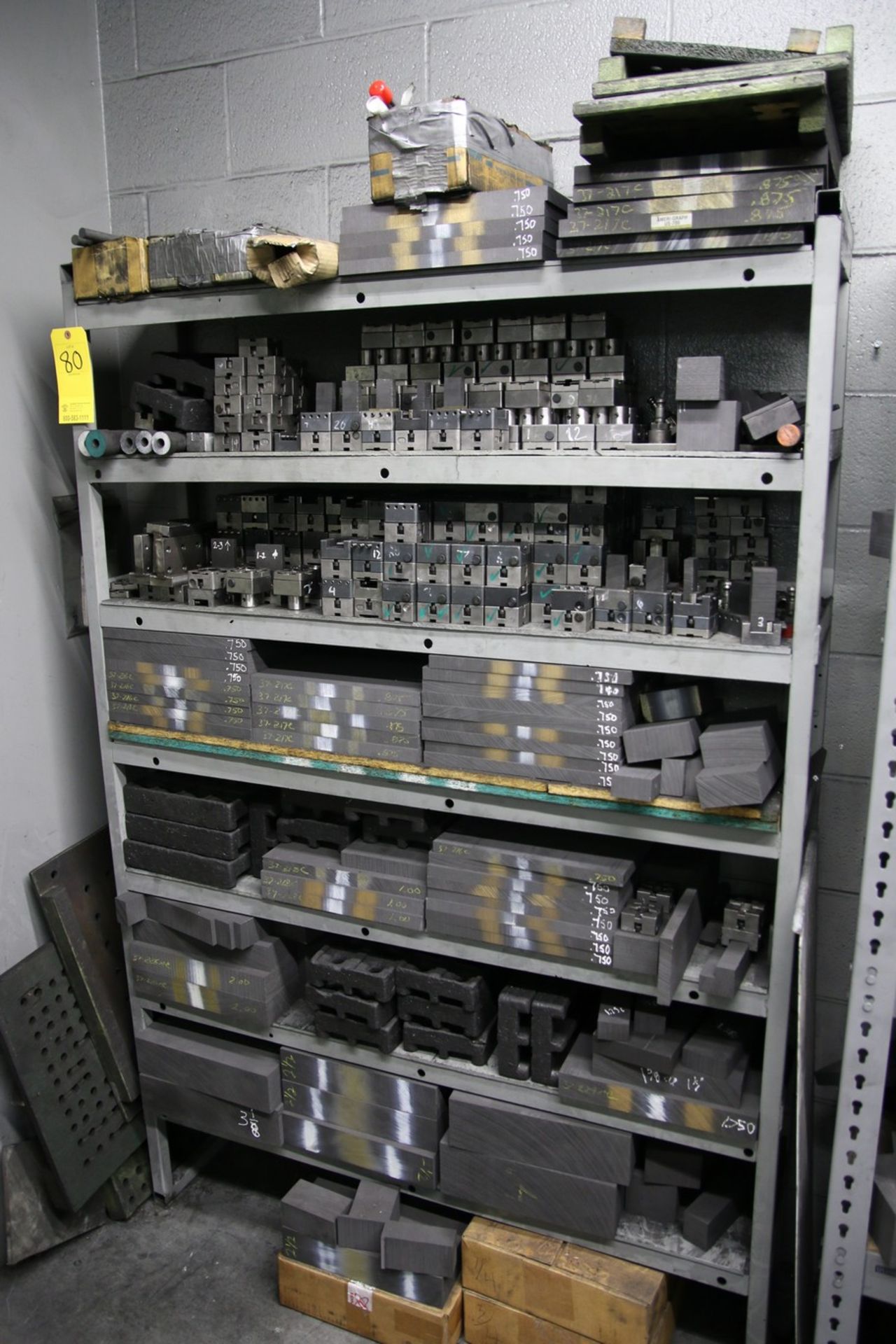 Steel Shelf with Graphite and Electrode Holders Various Sizes of Graphite and Lot of Electrode