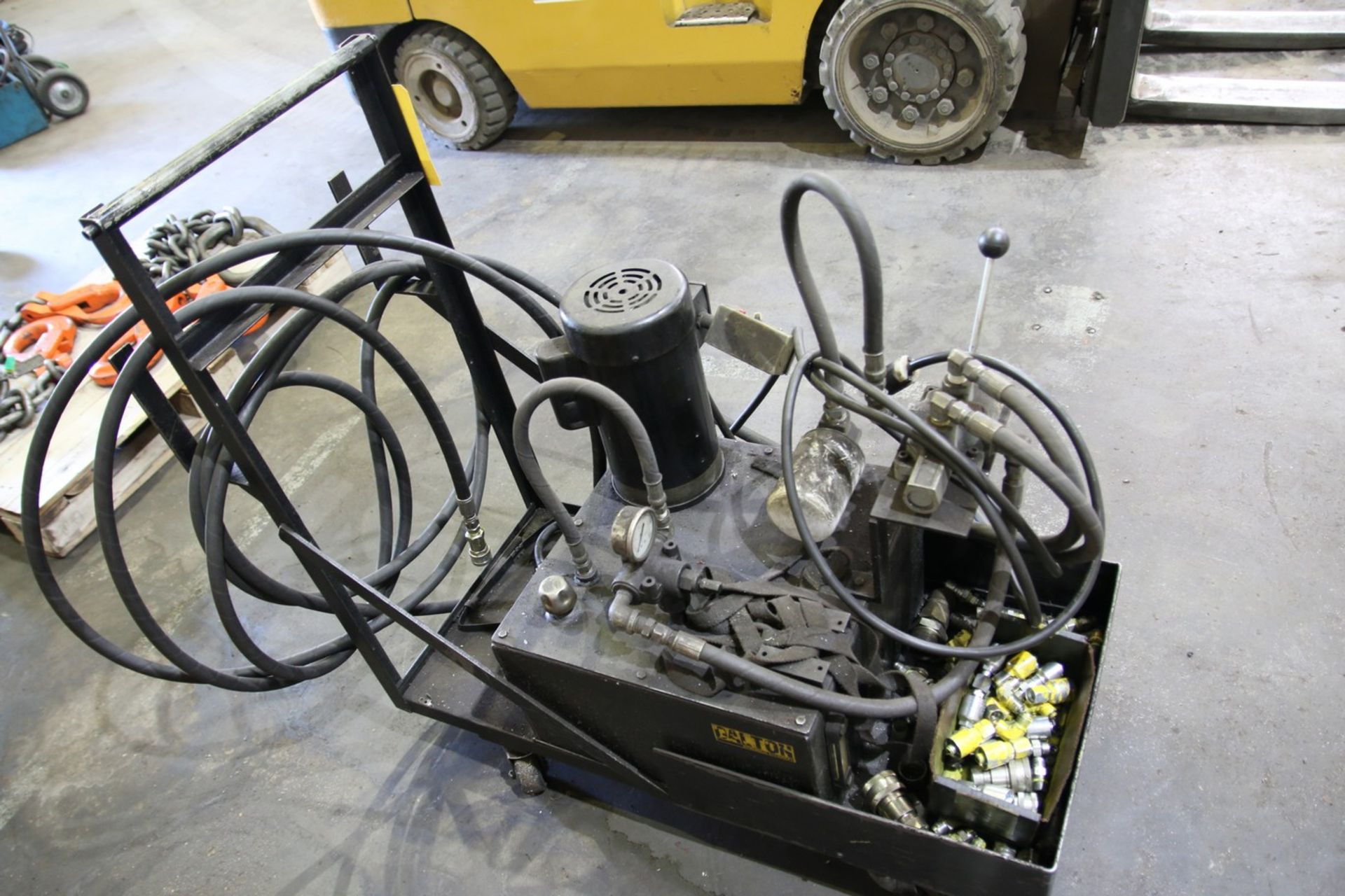 Dalton Dalton Hydraulic Pump with Cart, Hoses and Various Fittings - Image 2 of 3