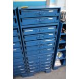 Steel Hardware Cabinet with Various Contents Contents Include Reamers, Taps, Plugs and Screws