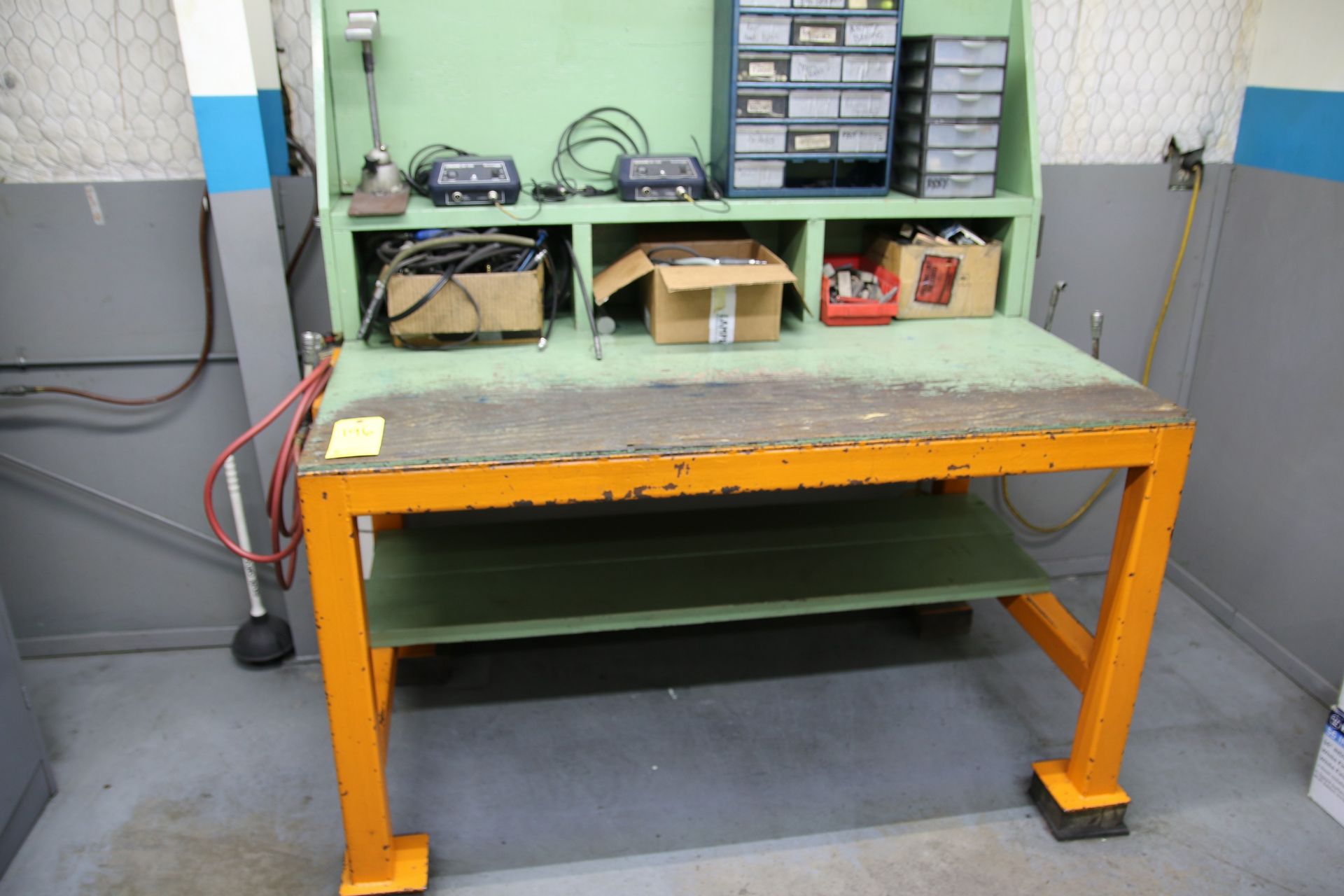 Heavy Duty Steel Table with Contents 36" x 60" x 36" H, Contents Include Ultrasonic Polishers,