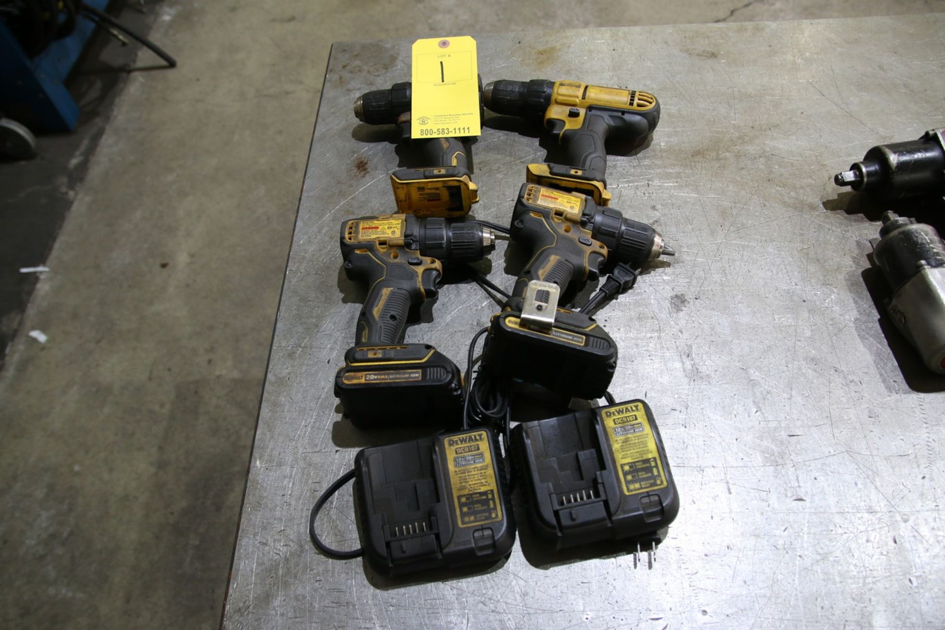 DeWalt DeWalt Cordless Power Tools (4) Cordless Drills, (2) Batteries, (2) Chargers