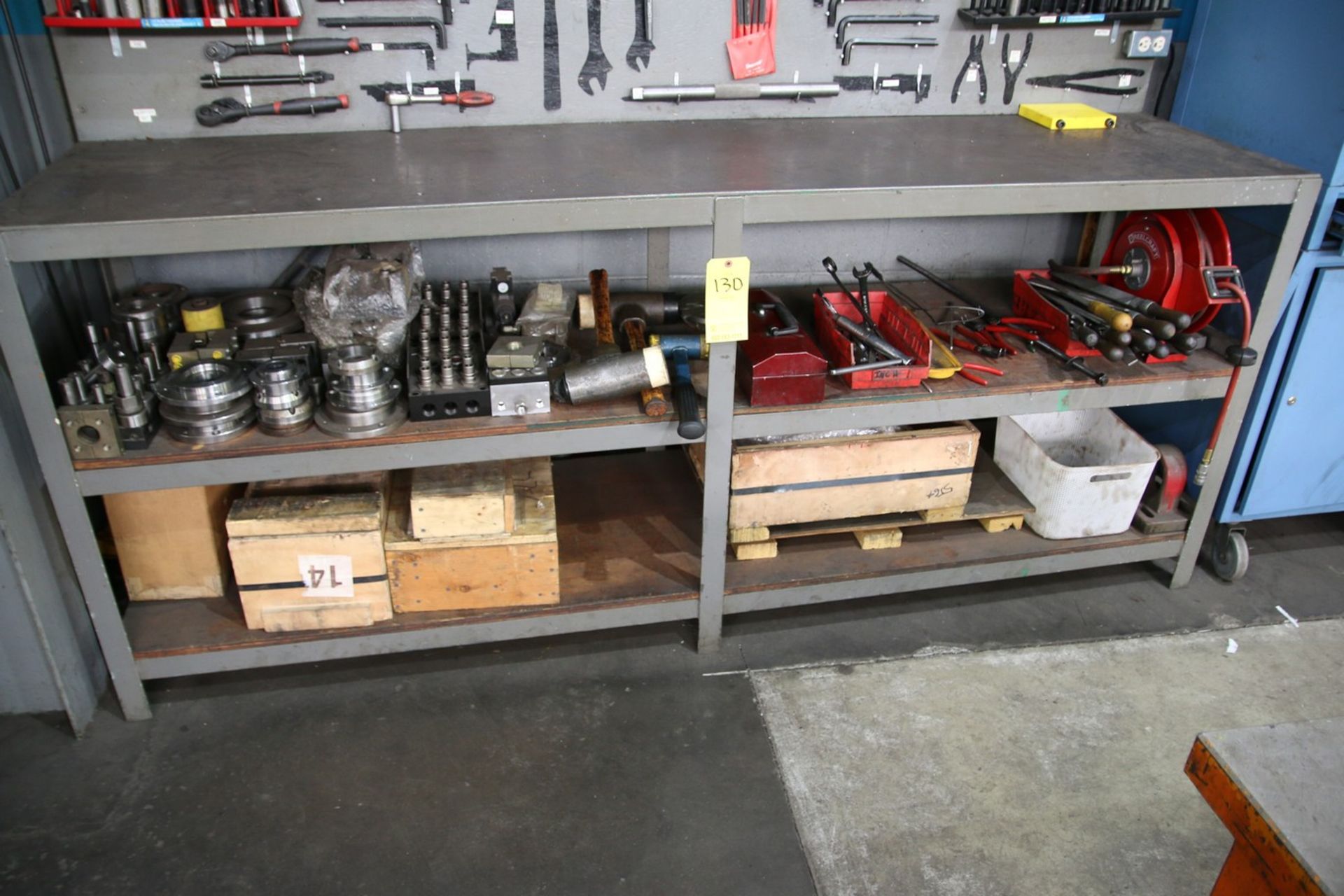 Various Tooling, Tools and Machining Accessories Only Includes Items In Bottom of Work Bench, Bench