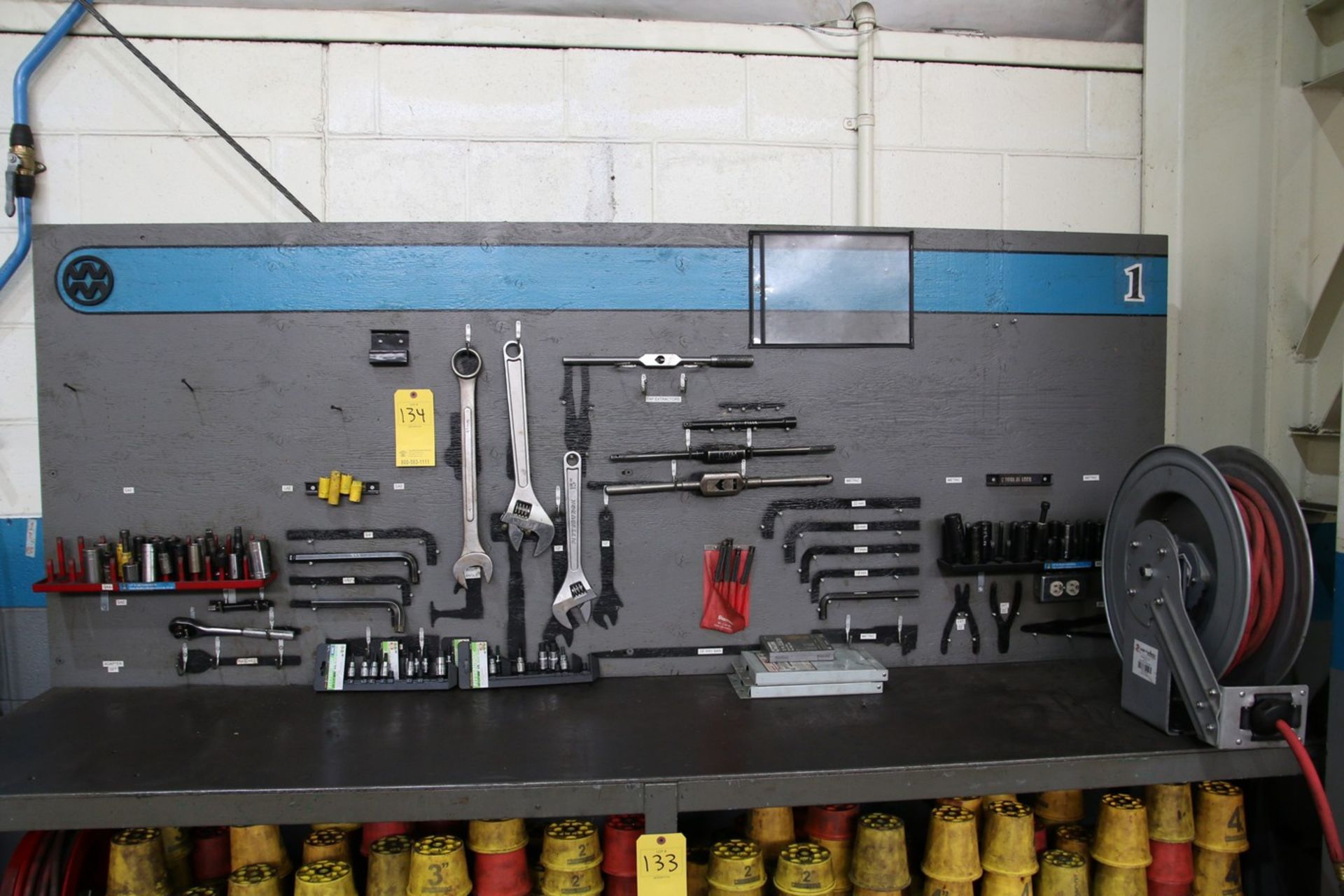 Steel Work Bench with Various Tools 96" x 24" x 40" H, Bench and Tools Only, Doesn't Include Items