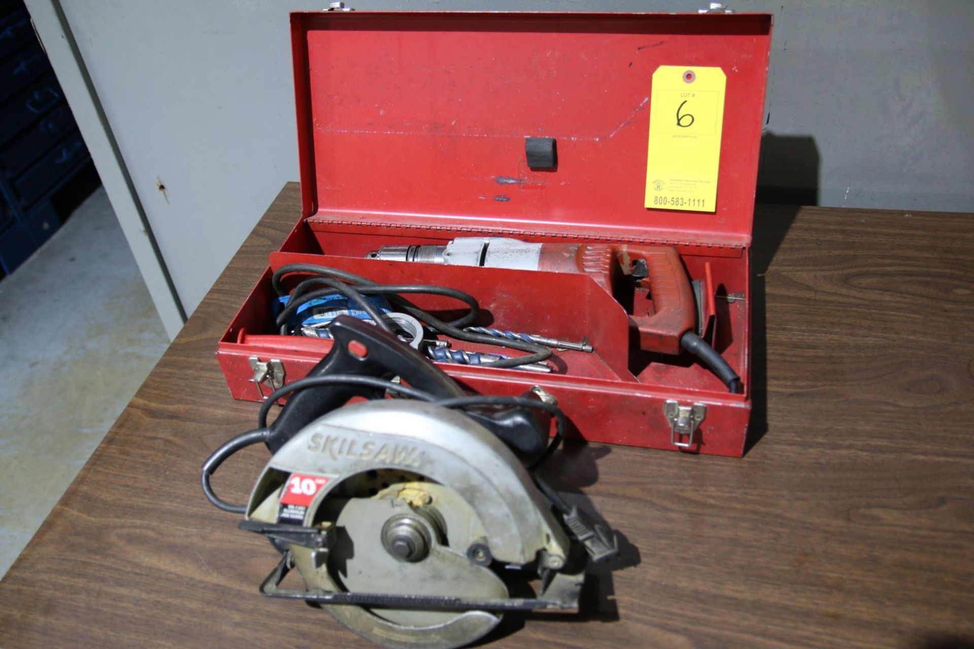 Lot of Hand Tools (1) Milwaukee Heavy Duty Hammer Drill and (1) Skilsaw Circular Saw