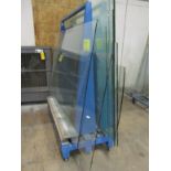 NEOLITH PORTABLE DOUBLE SIDED GLASS RACK, APPROX 4' X 6' 7' W/ (13) VARIOUS SIZE GLASS