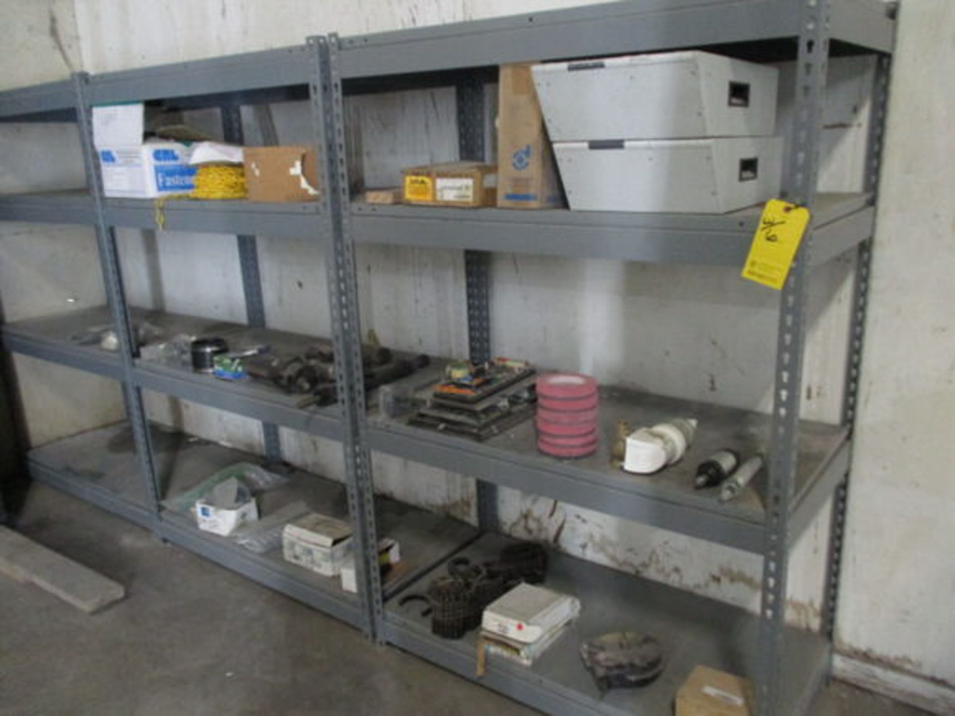 ASSORT TOOLS, PARTS W/ SHELVES IN (3) AREAS ALONG WALL - Image 8 of 10