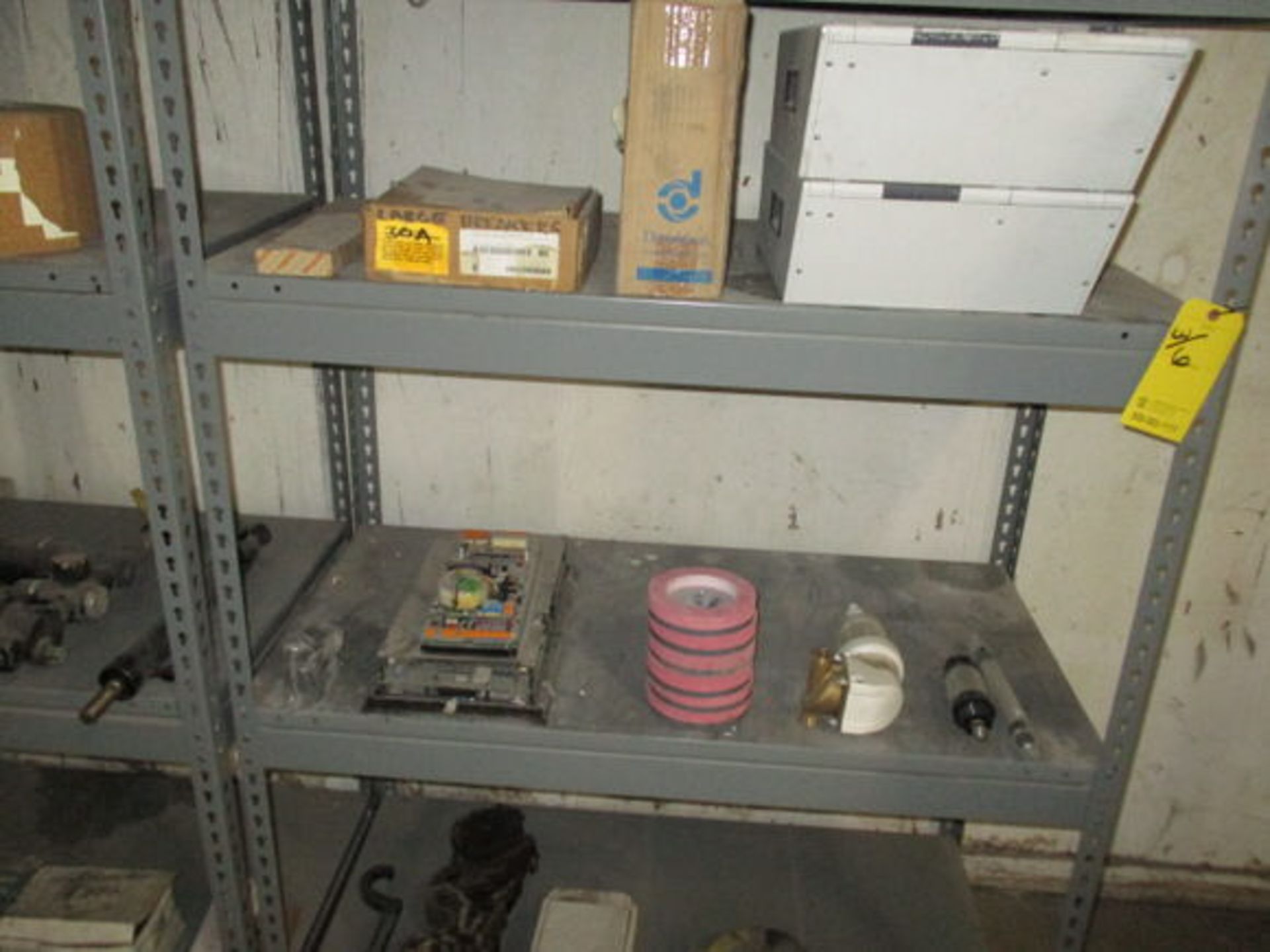 ASSORT TOOLS, PARTS W/ SHELVES IN (3) AREAS ALONG WALL - Image 9 of 10