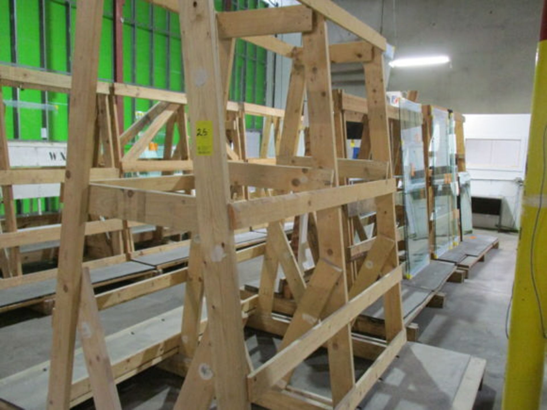 (3) ASSORT WOODEN SHOP MADE GLASS A FRAME RACKS