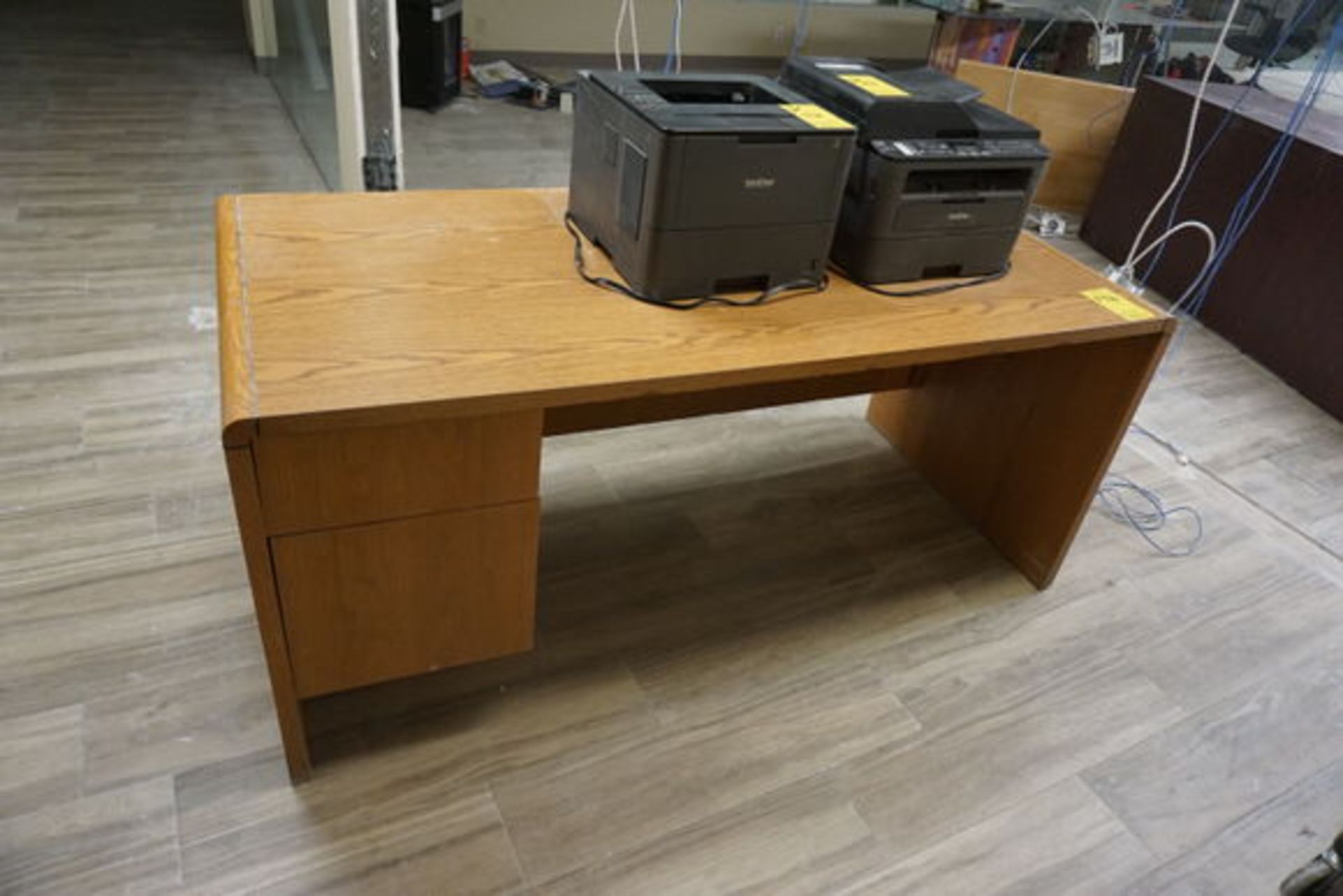 OFFICE DESK W/ (2) BROTHER PRINTERS