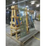 WOOD A FRAM GLASS RACK, APPROX 8' X 6HT