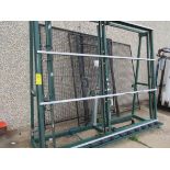 AIR/HYDRAULIC GLASS CLAMP, FEEDER GLASS RACK APPROX 10' X 7 1/2'HT