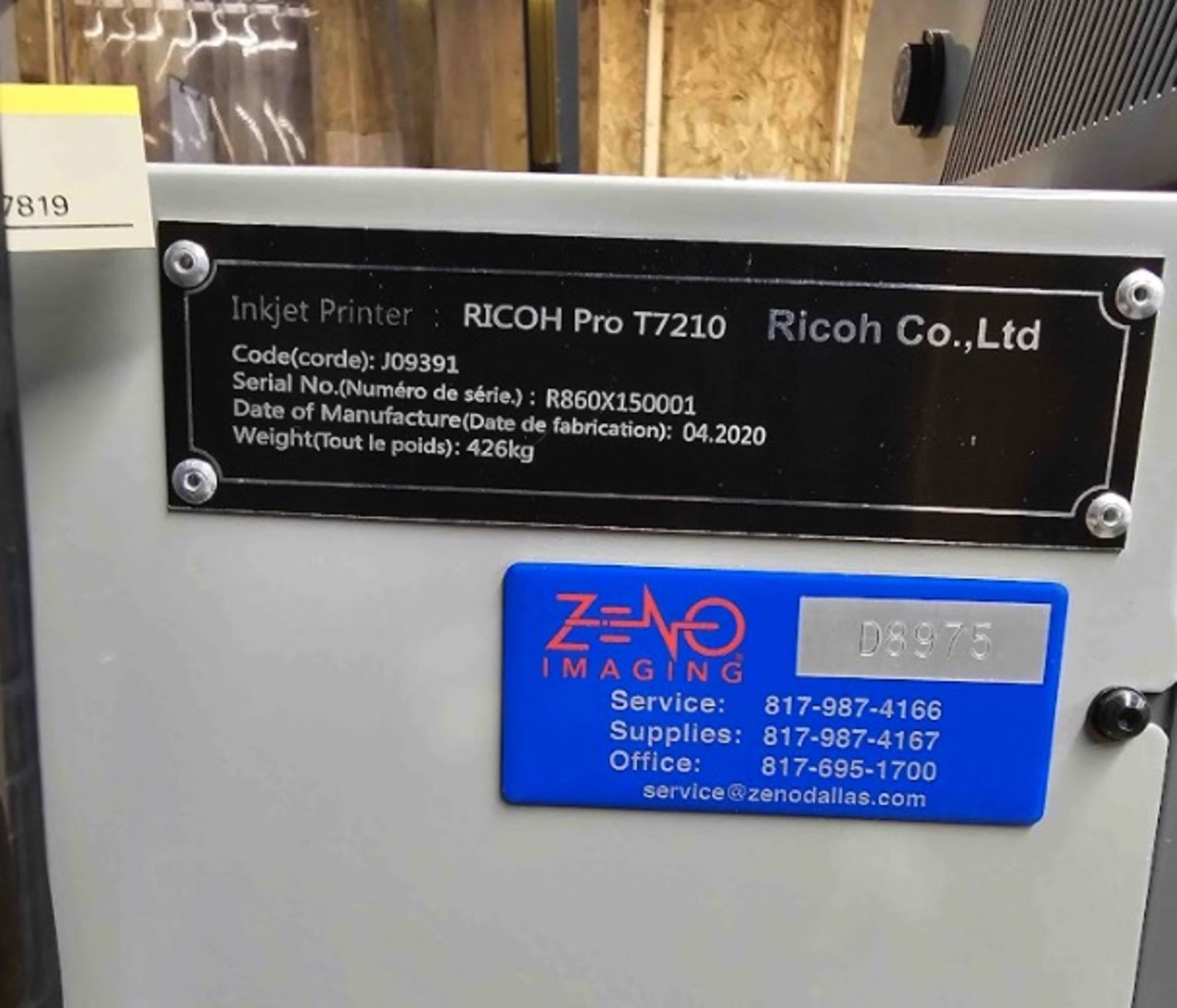 2020 RICOH UV PRINTER, MODEL: T7210, INSTALLED 2023, AS SHOWN - Bild 10 aus 29