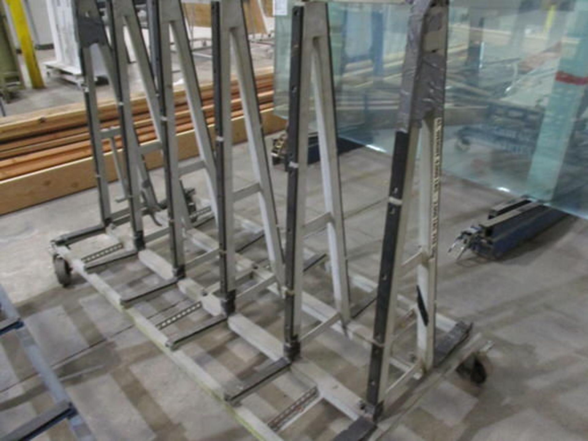 PORTABLE METAL DOUBLE SIDED GLASS RACK, APPROX 4' X 9' 5' - Image 2 of 2