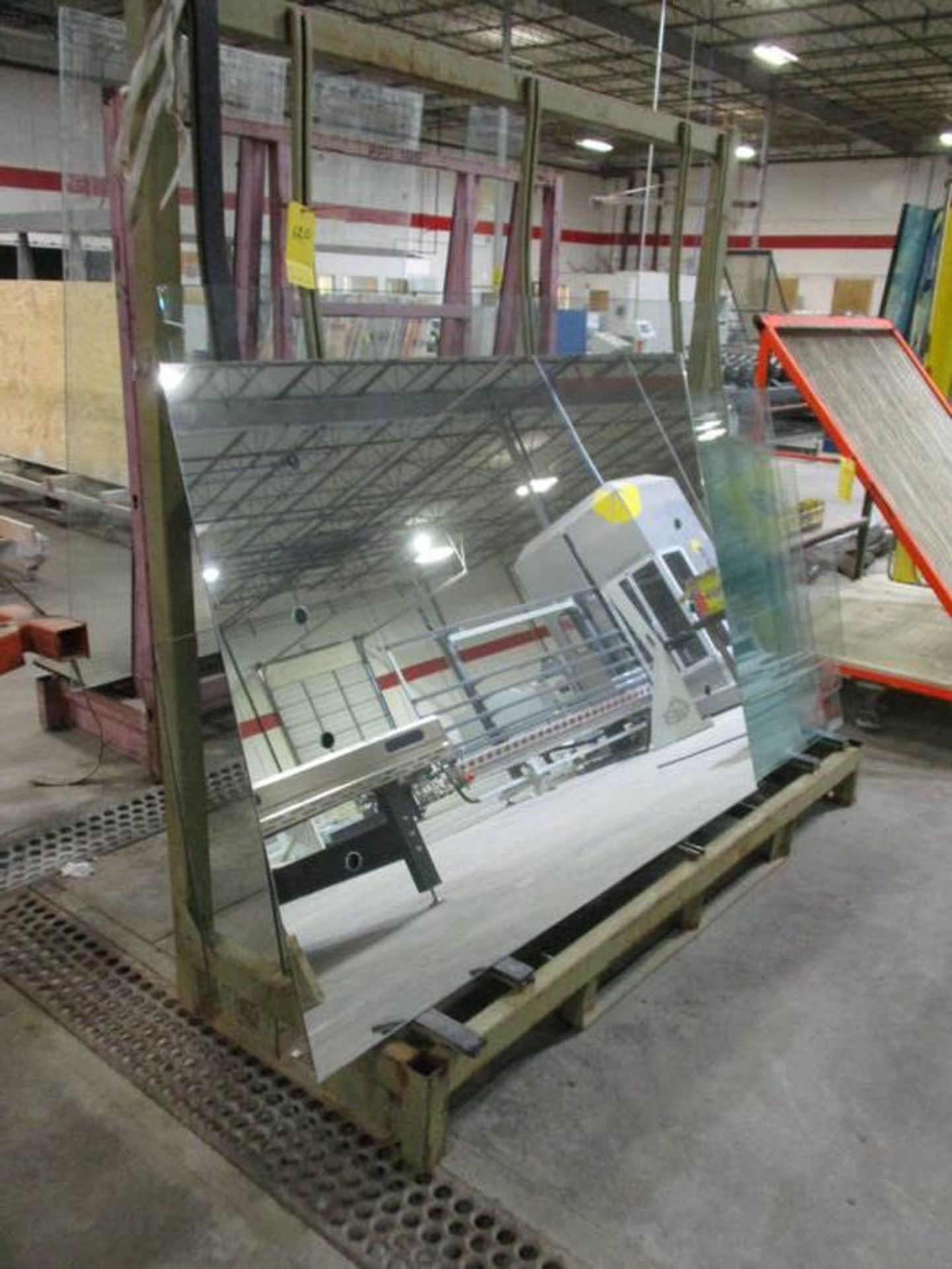 GLASS RACK, APPROX 81" X 6'HT W/ ASSORT GLASS