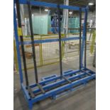 SINGLE SIDED METAL GLASS RACK, APPROX 3' X 9' X 7' W/ (1) SHEET GLASS 41" X 116"