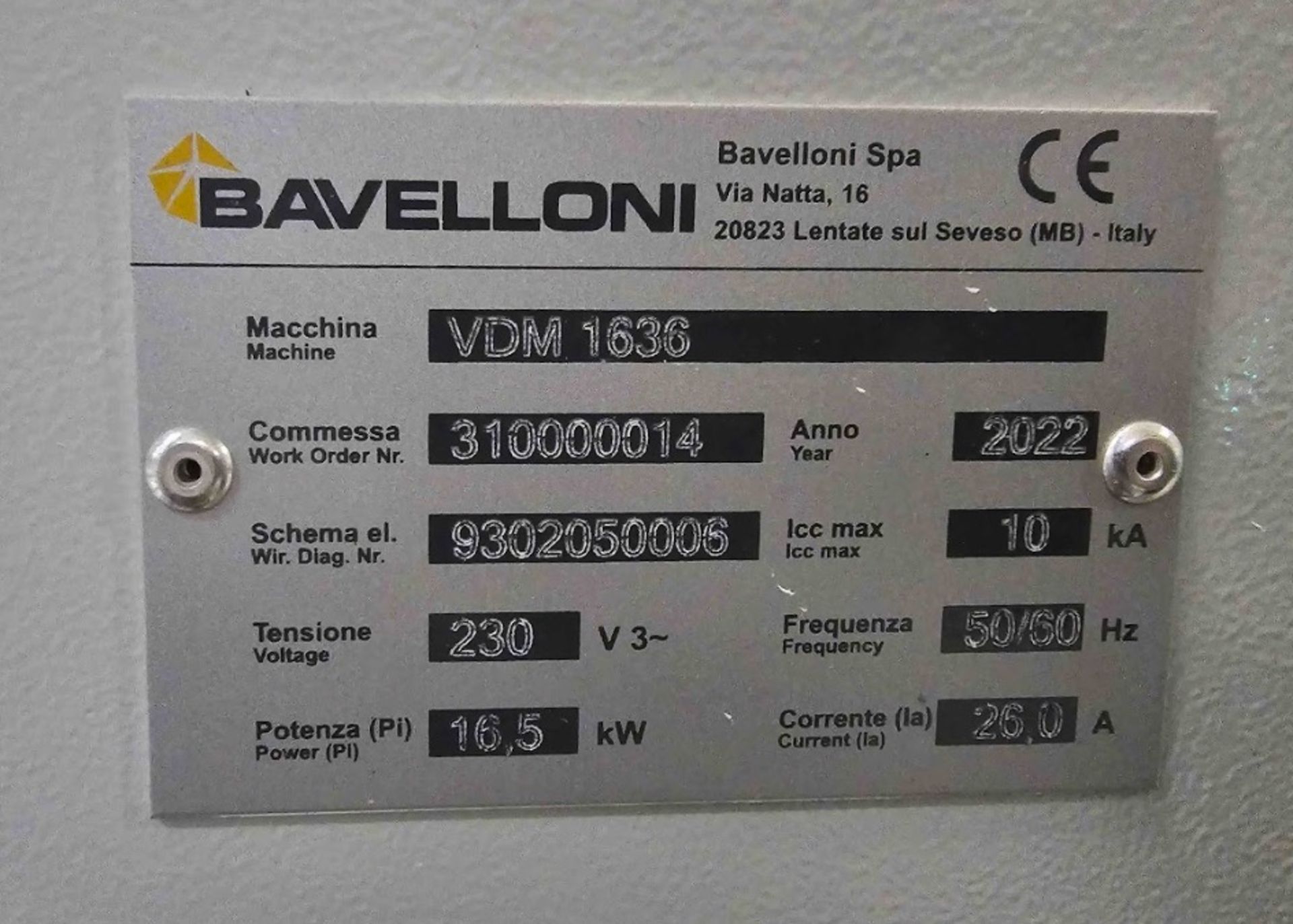 2022 BAVELLONI VDM 1636-CN DRILL MACHINE - Image 25 of 25