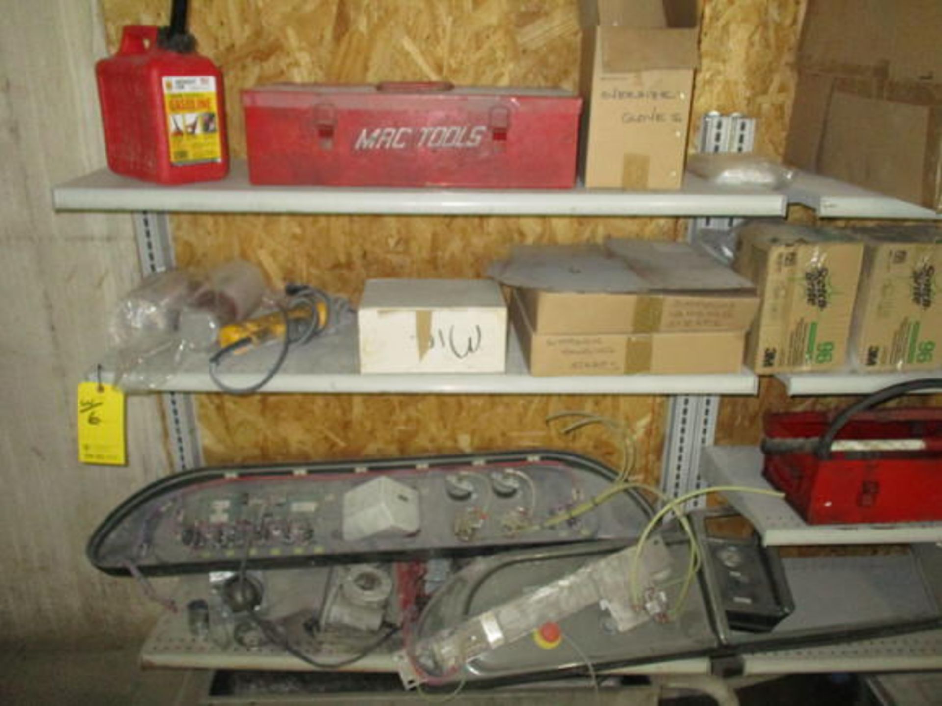 ASSORT TOOLS, PARTS W/ SHELVES IN (3) AREAS ALONG WALL - Image 6 of 10