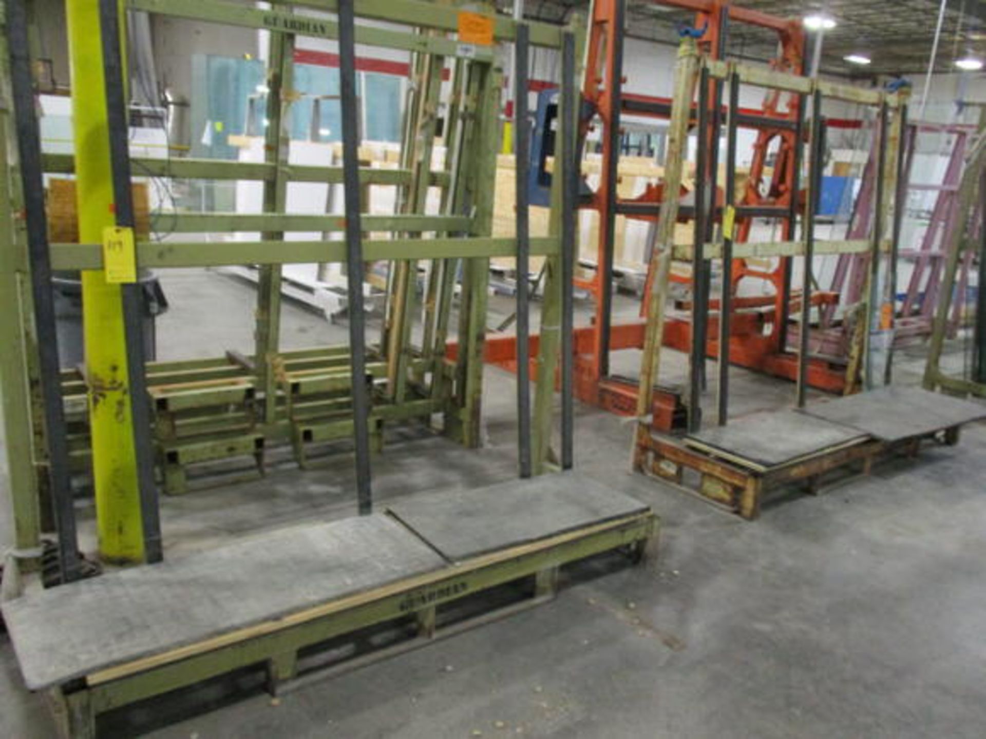 (2) GLASS RACKS, APPROX 81" X 6'HT