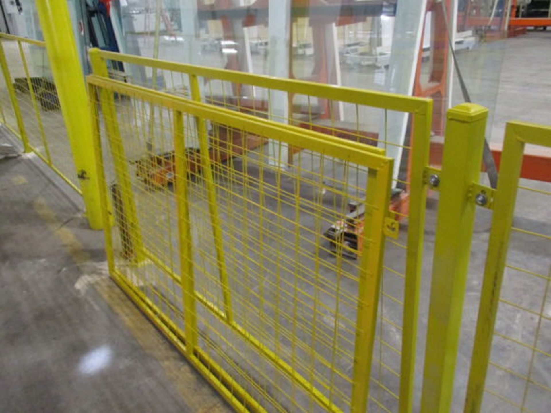 APPROX (55) 43" X 73" METAL FRAMED MESH SAFETY BARRIERS & APPROX (30) 47" METAL POST W/ FLOOR ANCHOR - Image 7 of 7