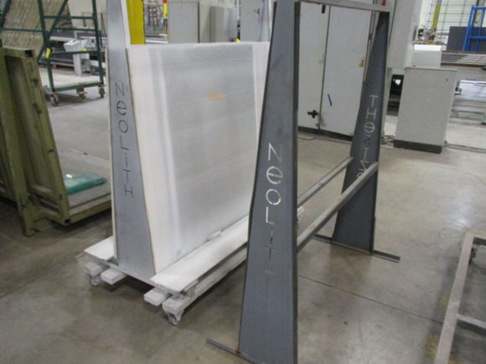 (2) NEOLITH DOUBLE SIDED GLASS RACKS, APPROX 3' X 6' X 6'