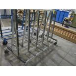 PORTABLE METAL DOUBLE SIDED GLASS RACK, APPROX 4' X 9' 5'