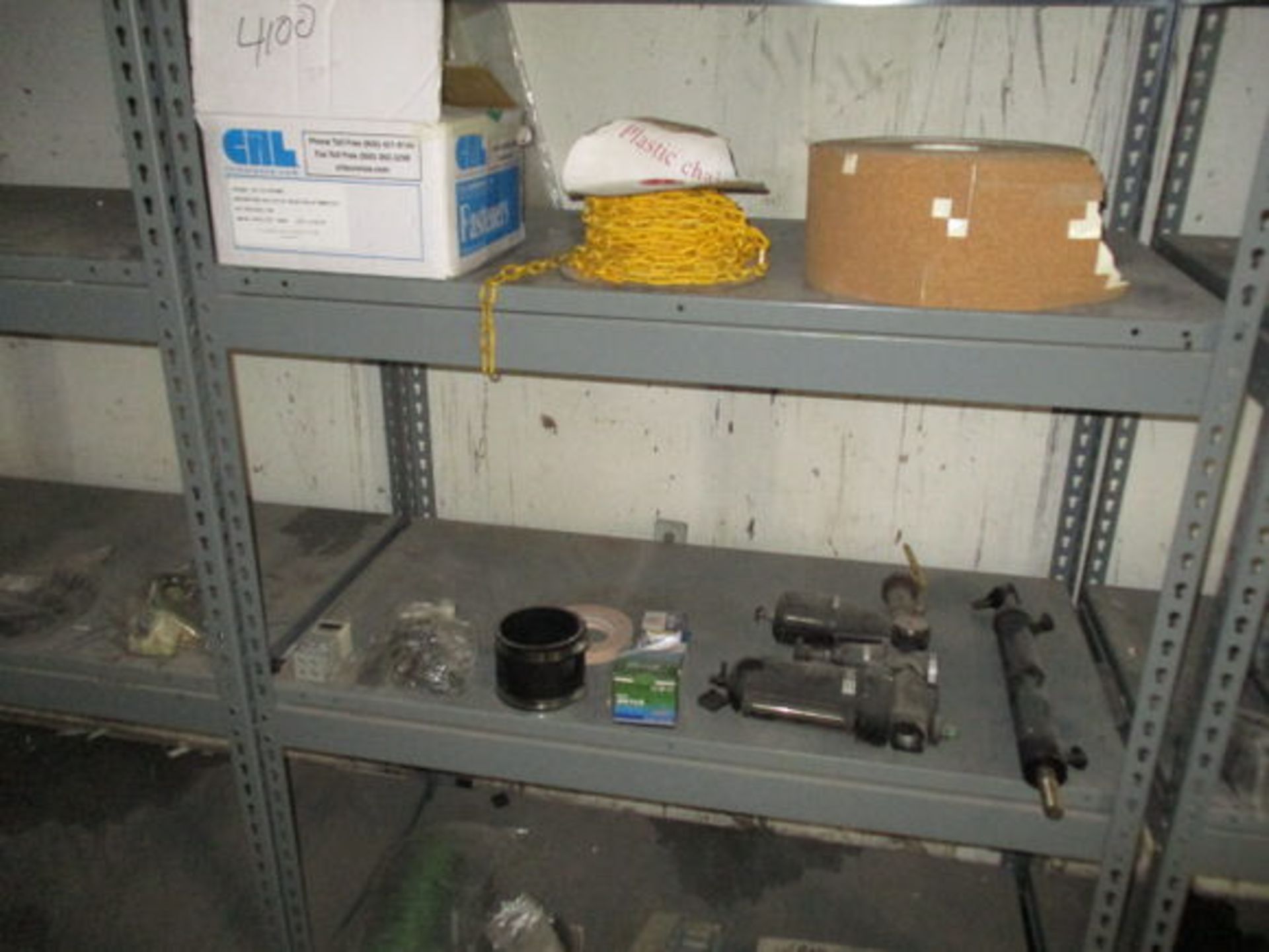 ASSORT TOOLS, PARTS W/ SHELVES IN (3) AREAS ALONG WALL - Image 10 of 10