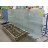 SINGLE SIDED METAL GLASS RACK, APPROX 4' X 8' X 5' W/ APPROX (23) ASSORT SHEETS OF GLASS