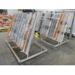 (2) PORTABLE DOUBLE SIDED GLASS RACKS, APPROX 5' X 9' X 3'