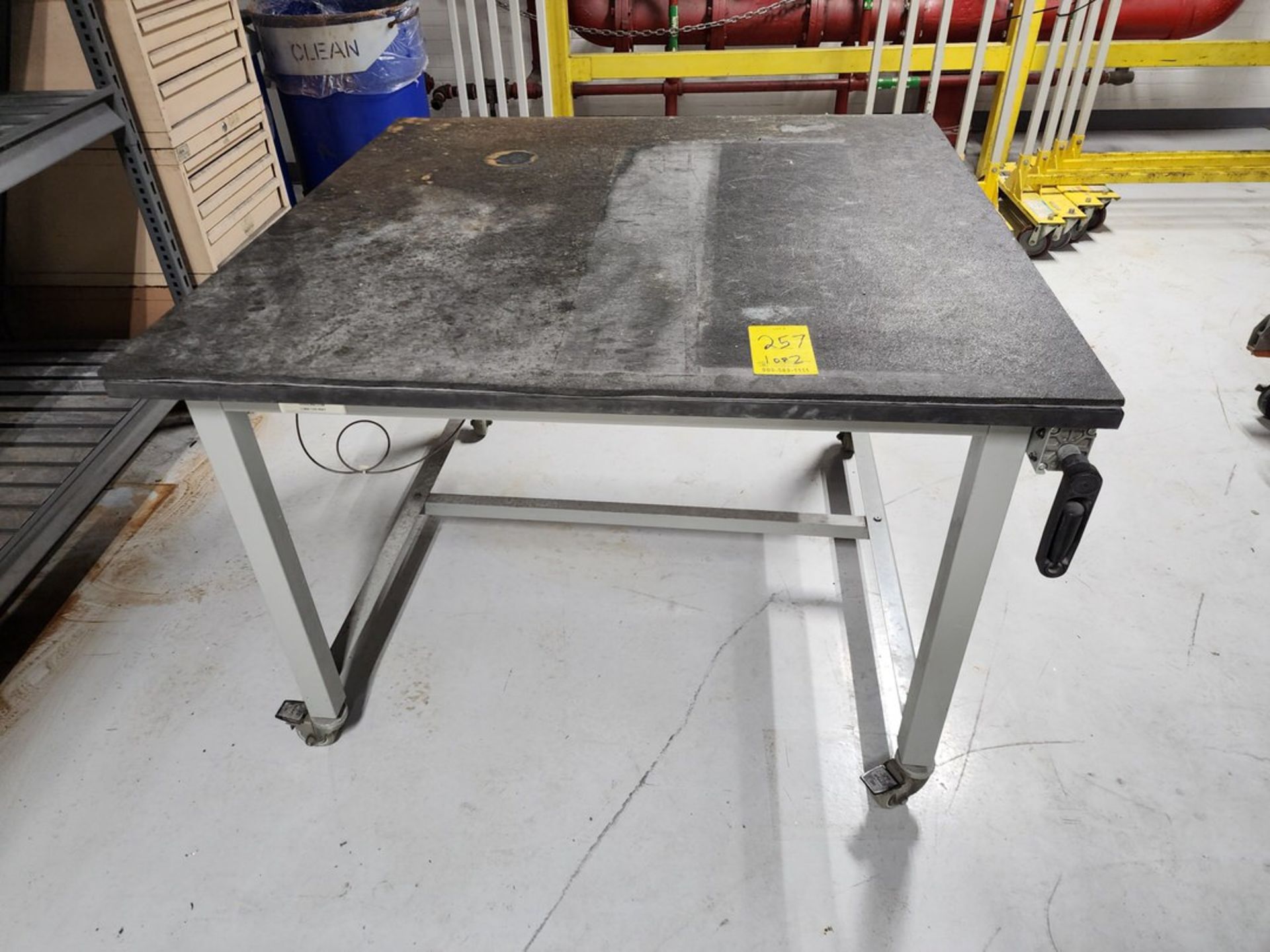 (1) Rolling Material Table W/ Pallet Rack; (2) Uprights, 24"x72", (6) 48" Crossbeams