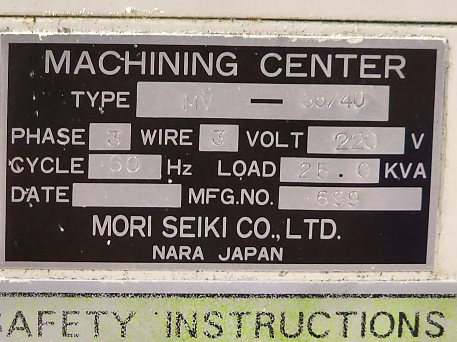 Mori Seiki MV-35/40 Vertical Machining Center 20-Tool Station; W/ Fanuc Controller (Asset# 1156626) - Image 18 of 18