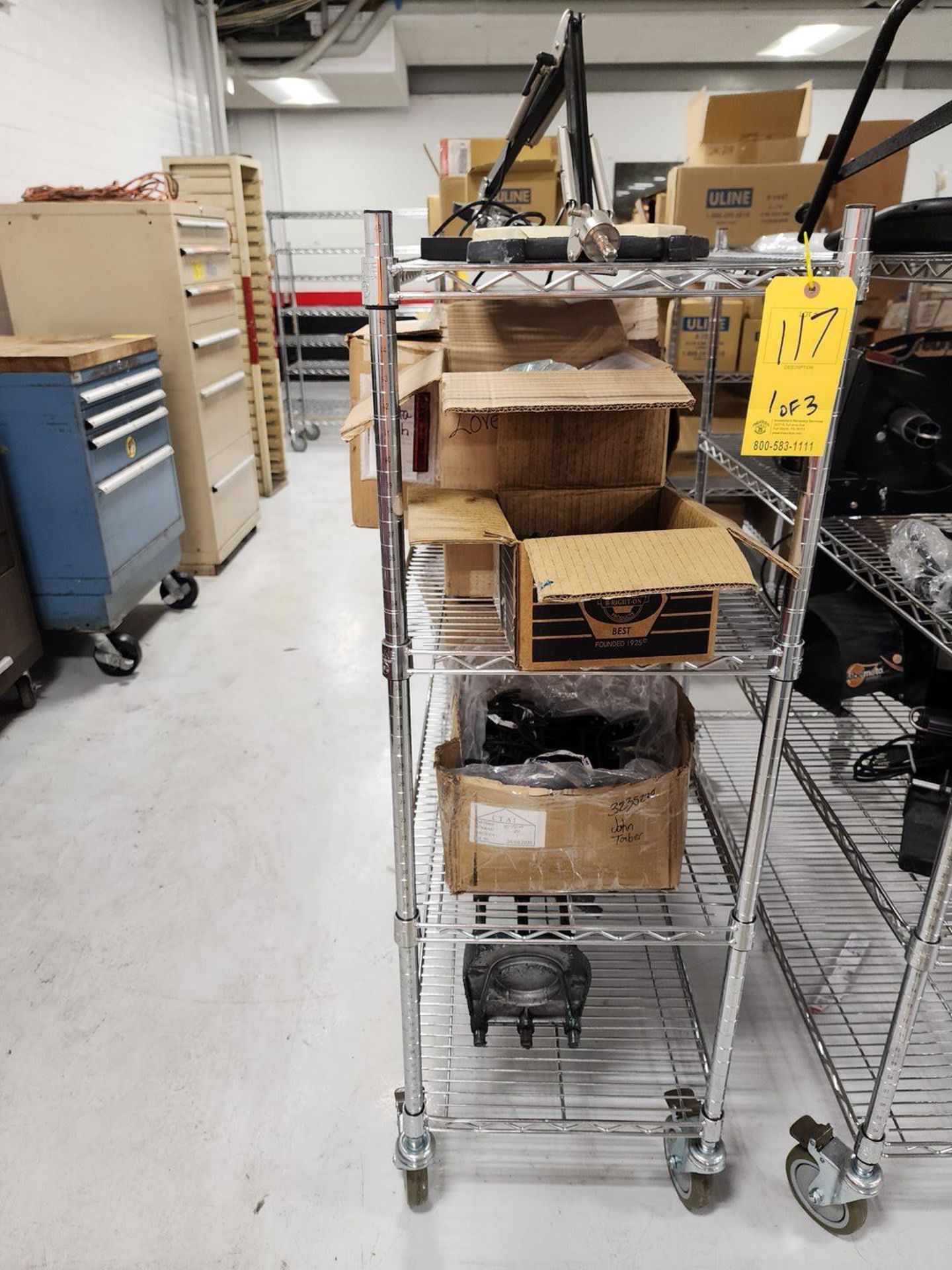 (3) Rolling Material Racks W/ Assorted Contents - Image 11 of 19