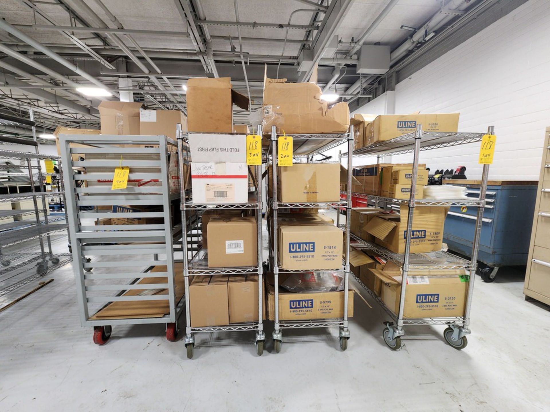 (4) Assorted Material Carts W/ Assorted U-Line Contents
