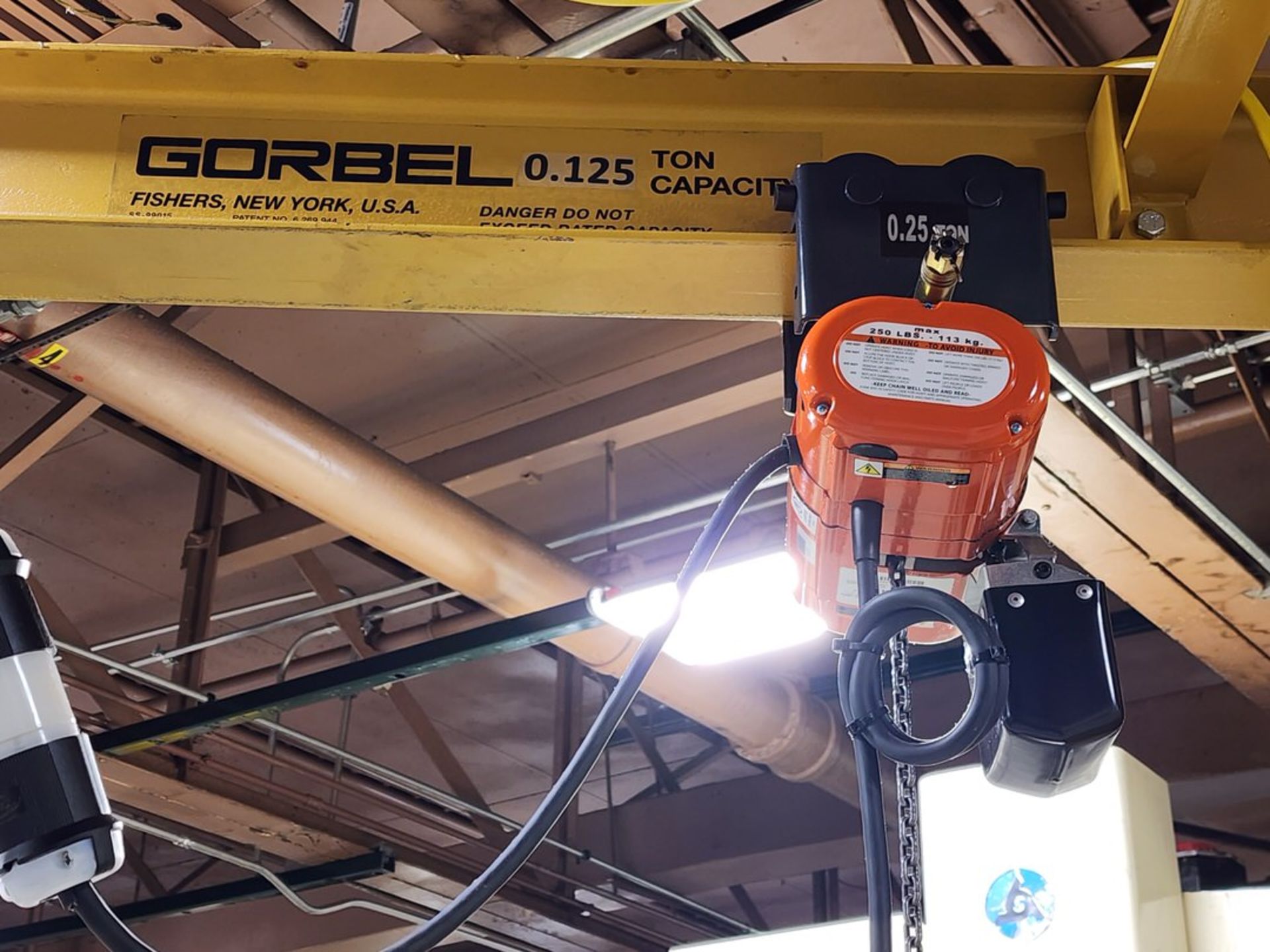 Gorbel .125 Ton Jib Crane 96"L x 108"H; W/ Hvy Safety Duty Switch - Image 3 of 6