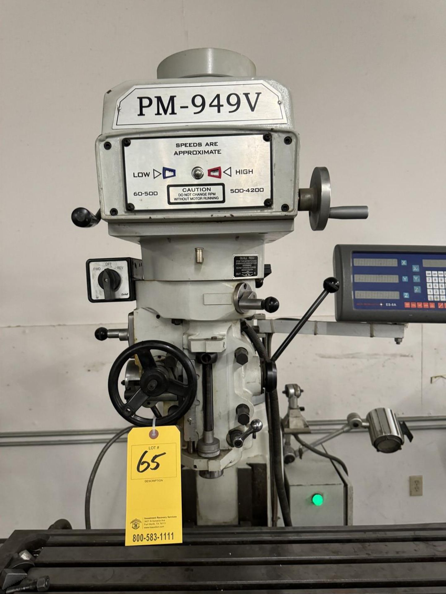 PM-949V Milling Machine, X Axis Rapid Feed, 5” Quill, 49” Table, Eason ES-8A DRO - Image 2 of 4