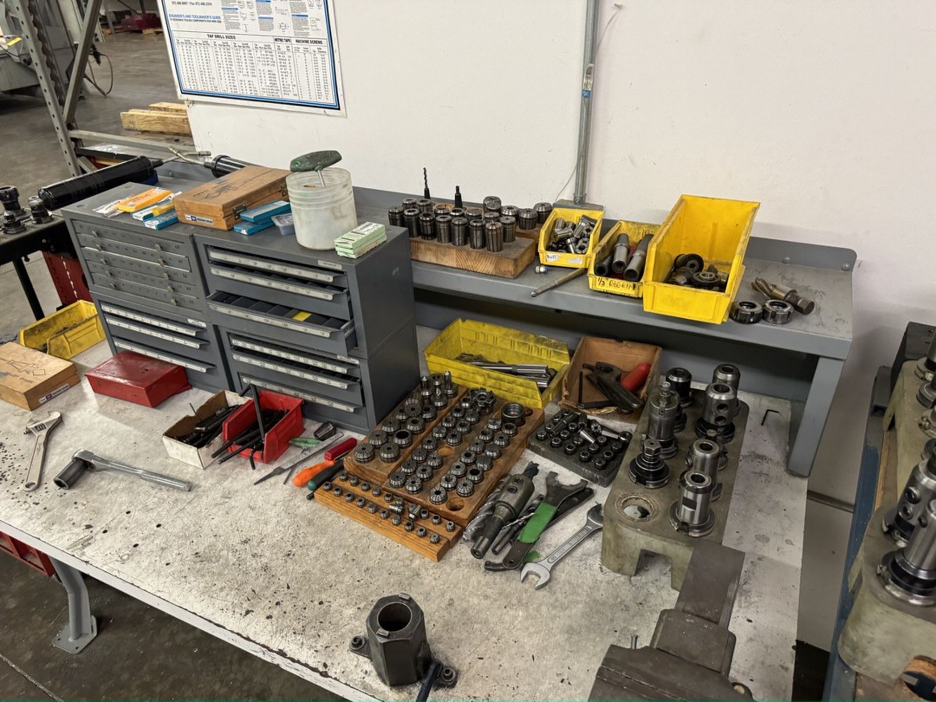 Machine Tool Desk W Cont: Drills, Collets, Tool Holders, Misc As Shown - Image 3 of 16