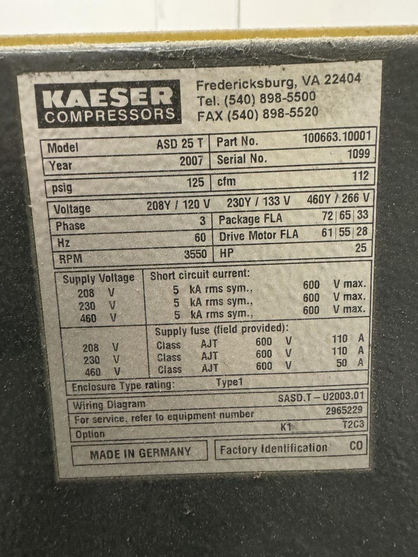 Kaeser ASD 25 Compressor (Needs Repair) - Image 2 of 2
