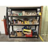 Rack w Cont: Fittings, Nuts, Bolts, Welding Wire, Welding Equipment, Saws, Misc.
