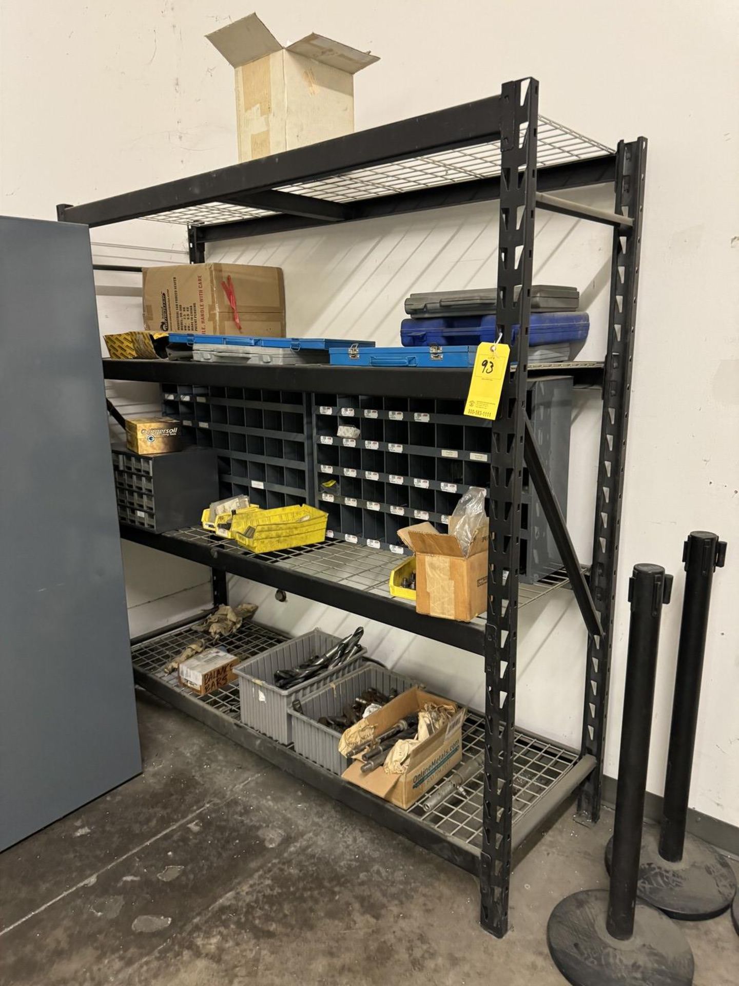 Rack w Drills, Nuts & Bolts, Tapping Equipment, Misc