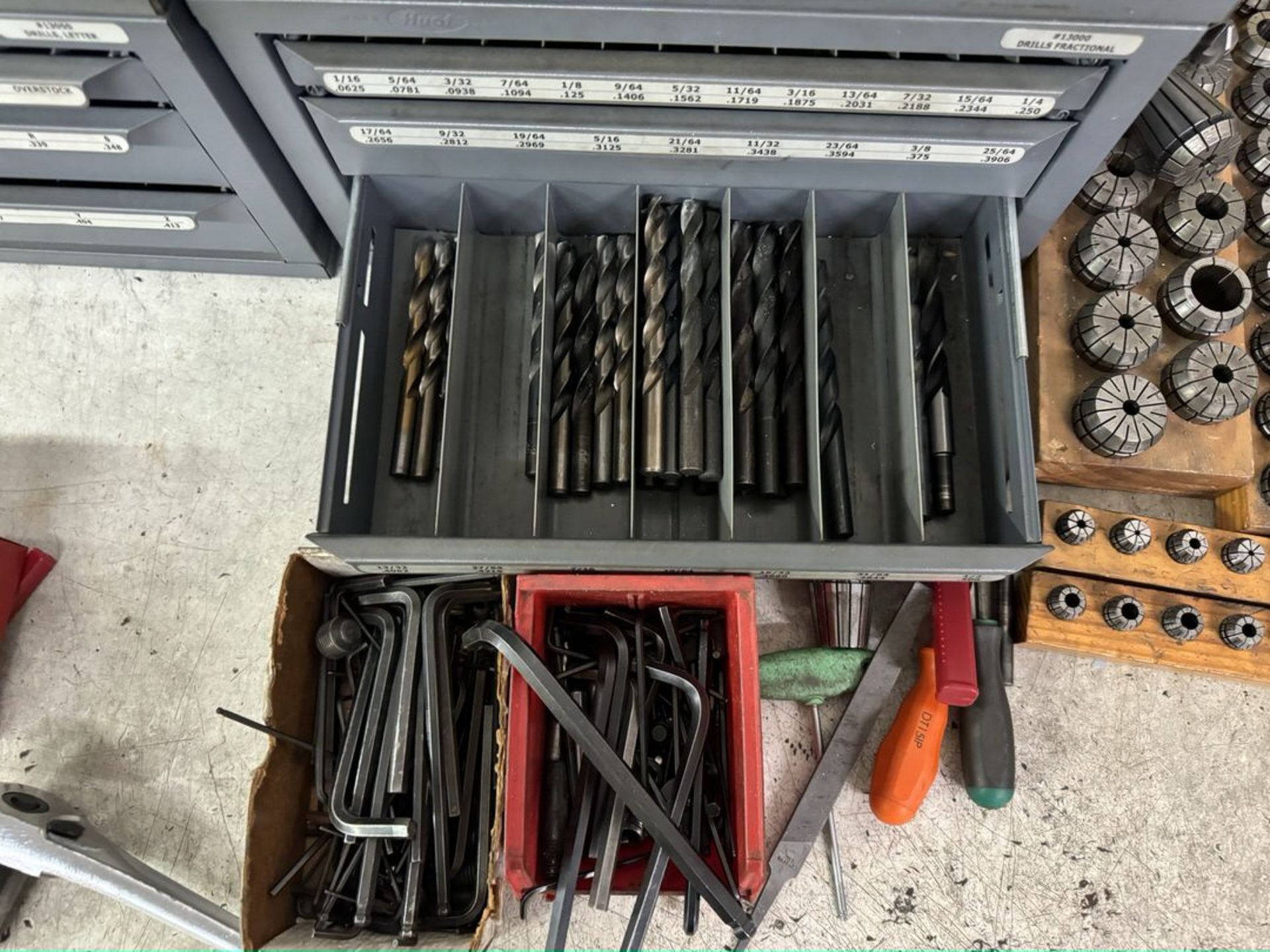 Machine Tool Desk W Cont: Drills, Collets, Tool Holders, Misc As Shown - Image 13 of 16