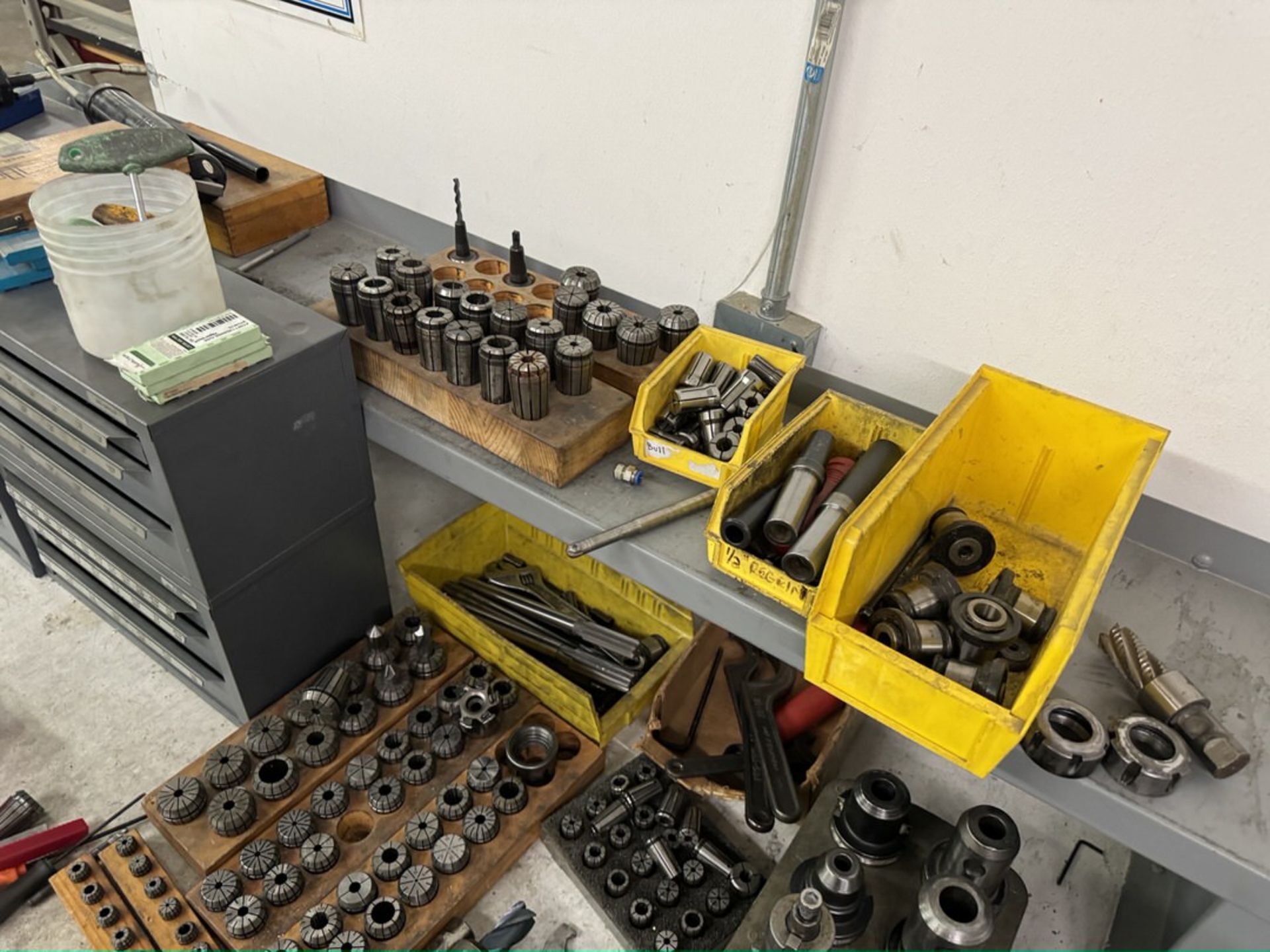 Machine Tool Desk W Cont: Drills, Collets, Tool Holders, Misc As Shown - Image 15 of 16